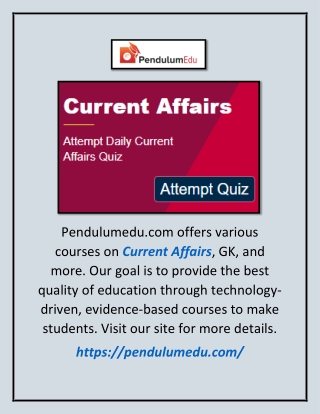 Current Affairs | Pendulumedu.com