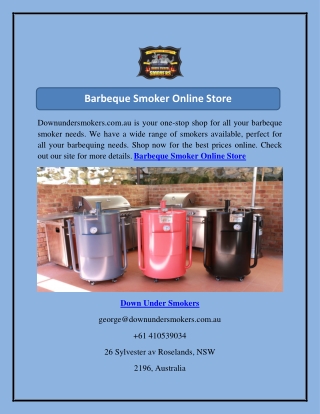 Barbeque Smoker Online Store  Downundersmokers.com