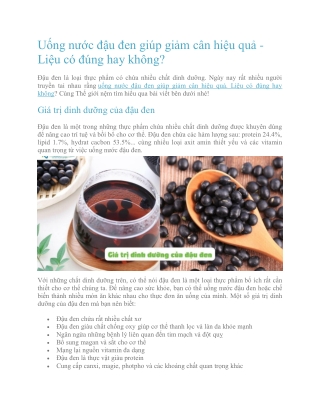 Uống nước đậu đen giúp giảm cân hiệu quả -Liệu có đúng hay không?