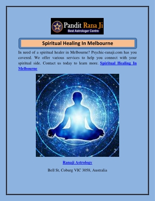 Spiritual Healing In Melbourne  Psychic-ranaji