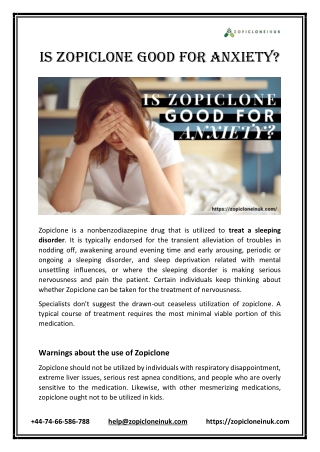 Is zopiclone Good for Anxiety?