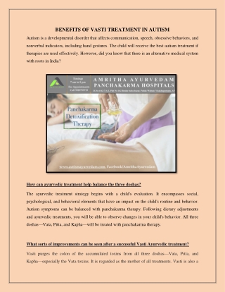 Benefits of vasti treatment in-autism