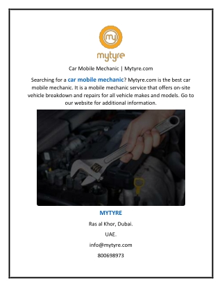 Car Mobile Mechanic | Mytyre.com