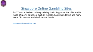 Singapore Online Gambling Sites  Fun27.com