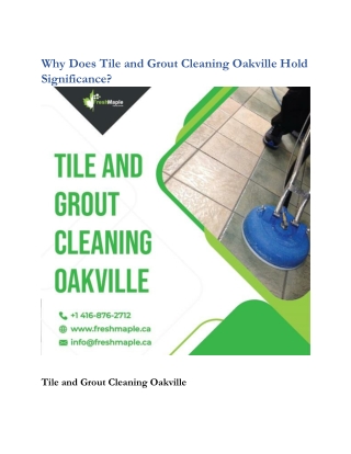 Why Does Tile and Grout Cleaning Oakville Hold Significance