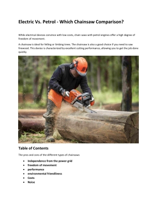 Electric Vs. Petrol - Which Chainsaw Comparison