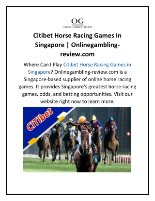 Citibet Horse Racing Games In Singapore  Onlinegambling-review.com