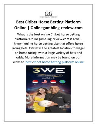 Best Citibet Horse Betting Platform Online  Onlinegambling-review.com