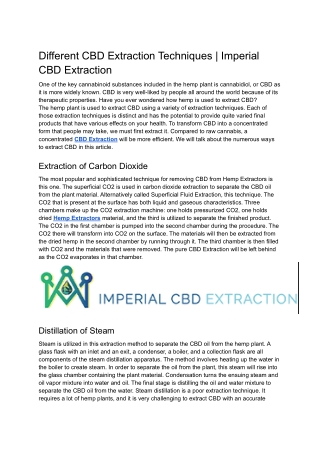 Different CBD Extraction Techniques | Imperial CBD Extraction