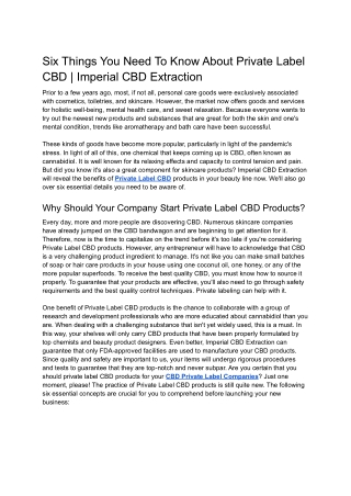 Six Things You Need To Know About Private Label CBD | Imperial CBD Extraction