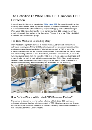 The Definition Of White Label CBD | Imperial CBD Extraction