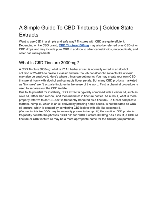 A Simple Guide To CBD Tinctures | Golden State Extracts