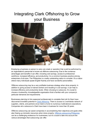 Integrating Clark Offshoring to Grow your Business