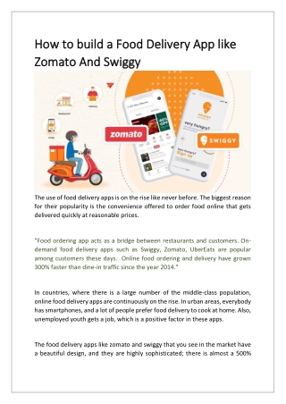 How to build a Food Delivery App like Zomato And Swiggy