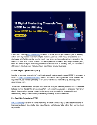 12 Digital Marketing Channels You NEED to be Utilizing
