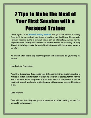 7 Tips to Make the Most of Your First Session with a Personal Trainer