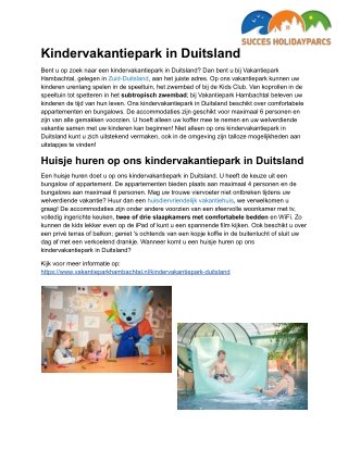 Kindervakantiepark in Duitsland