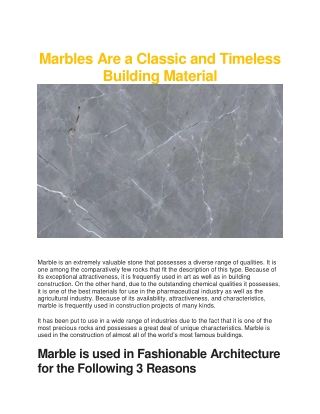 Marbles Are a Classic and Timeless Building Material