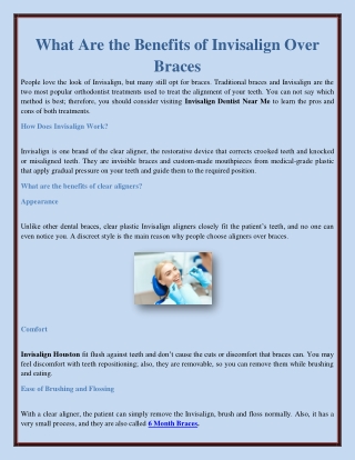 What Are the Benefits of Invisalign Over Braces?