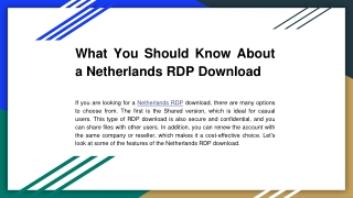 What You Should Know About a Netherlands RDP Download