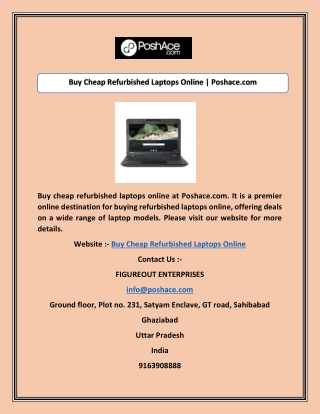 Buy Cheap Refurbished Laptops Online | Poshace.com