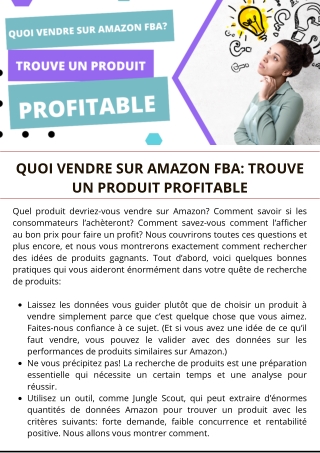 Quoi vendre sur Amazon FBA Trouve un produit profitable