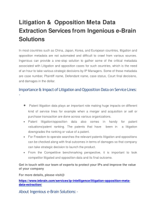 Litigation and opposite meta data extraction