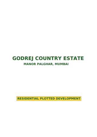 Godrej Country Estate Manor Palghar Mumbai, Residential Plots Brochure