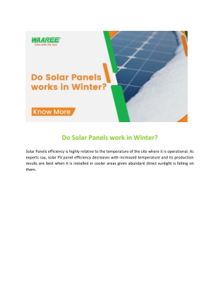 Do Solar Panels Work in Winter?