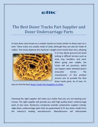 The Best Dozer Tracks Part Supplier and Dozer Undercarriage Parts (1)
