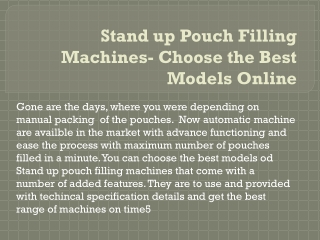 Stand up Pouch Filling Machines- Choose the Best