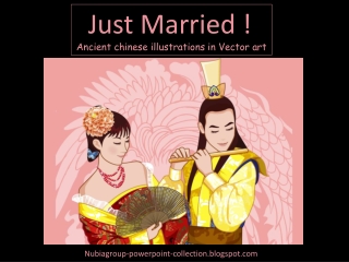 Just married chinese illustrations - vector