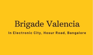 Brigade Valencia Electronic City Hosur Road Bangalore E brochure