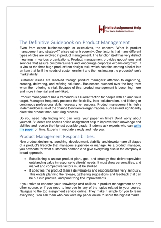 The Definitive Guidebook on Product Management