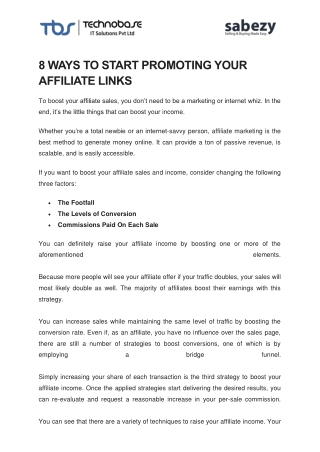 8 WAYS TO START PROMOTING YOUR AFFILIATE LINKS