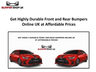 Get Highly Durable Front and Rear Bumpers Online UK at Affordable Prices