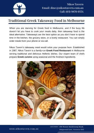 Traditional Greek Takeaway Food in Melbourne