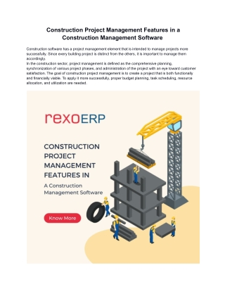 Construction Project Management Features in a Construction Management Software