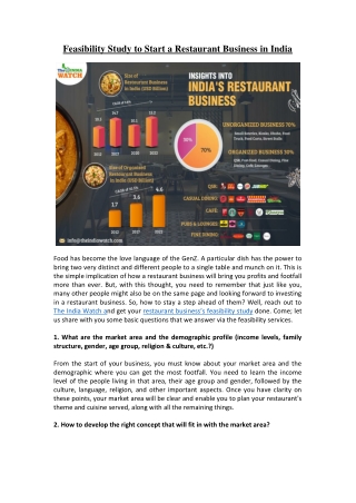 Feasibility Study to Start a Restaurant Business in India