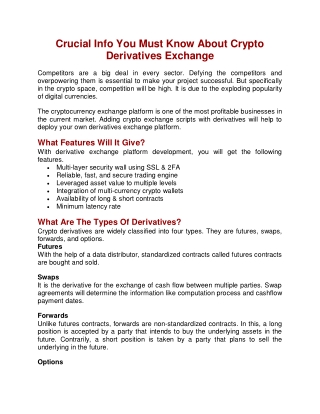 Crucial Info You Must Know About Crypto Derivatives Exchange