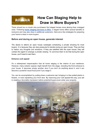 Make your Home More Appealing By Hiring Home Staging Services in Ohio