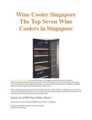 Wine Cooler Singapore The Top Seven Wine Coolers in Singapore