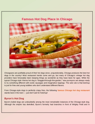 Chicago's Most Famous Hot Dog Shop