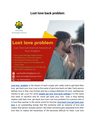 Lost love back problem