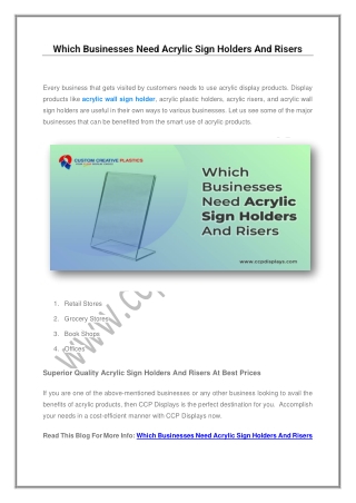 Which Businesses Need Acrylic Sign Holders And Risers