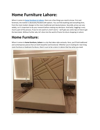 Home Furniture Lahore