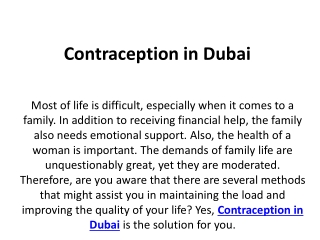 Contraception in Dubai