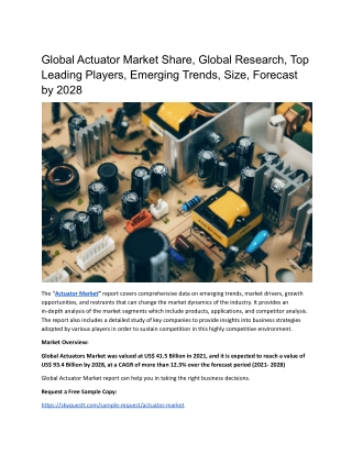 Global Actuator Market Share, Global Research, Top Leading Players, Emerging Tre