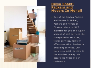 Reliable Packers and Movers in Mohali