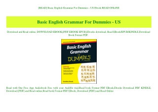[READ] Basic English Grammar For Dummies - US Ebook READ ONLINE